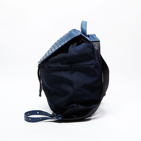 BOTTEGAVENETA INTRECCIATO nylon canvas x leather Backpack Â· Daypack Navy WS20881