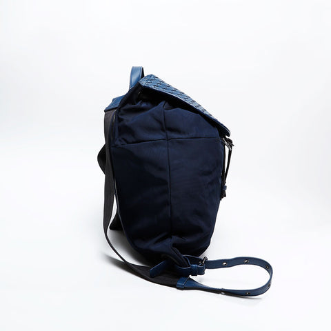 BOTTEGAVENETA INTRECCIATO nylon canvas x leather Backpack Â· Daypack Navy WS20881