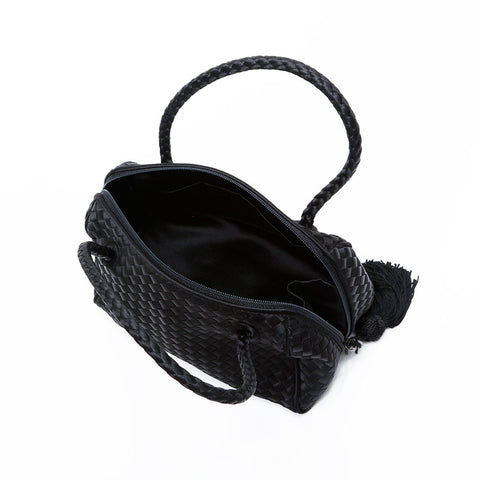 BOTTEGAVENETA INTRECCIATO Satin Handbag black WS20890