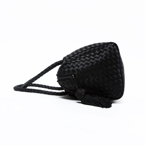 BOTTEGAVENETA INTRECCIATO Satin Handbag black WS20890