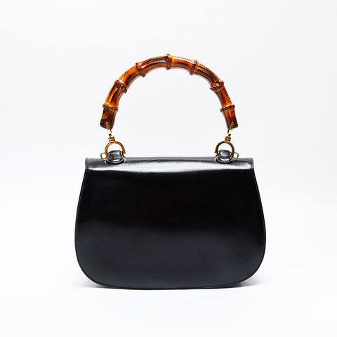 GUCCI Bamboo leather 2way Handbag black WS20891