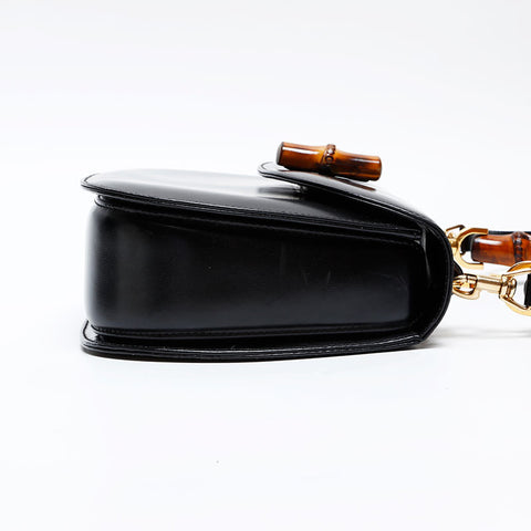 GUCCI Bamboo leather 2way Handbag black WS20891