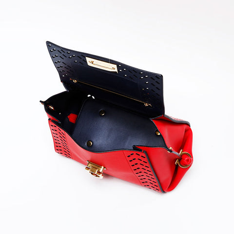 Salvatore Ferragamo Gancini Leather 2way Sofia Handbag Red WS20892