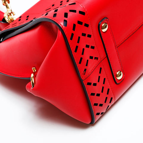 Salvatore Ferragamo Gancini Leather 2way Sofia Handbag Red WS20892