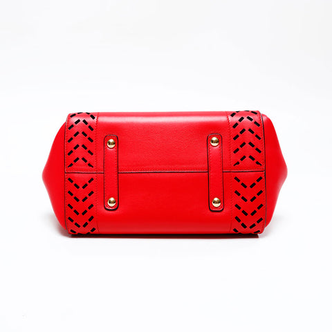 Salvatore Ferragamo Gancini Leather 2way Sofia Handbag Red WS20892