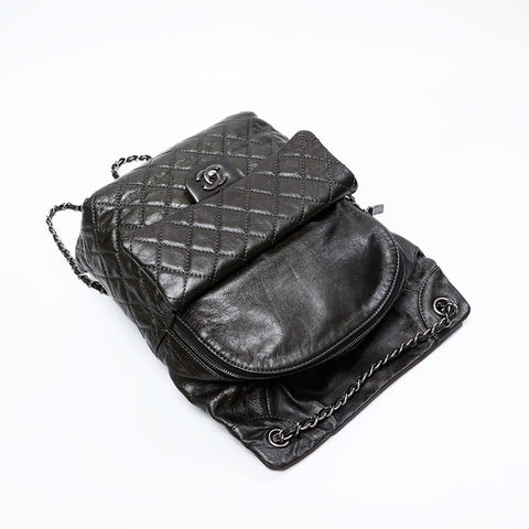 CHANEL 21st Series 2015-2016 Leather Chain Matelasse Backpack Â· Daypack gray WS20893