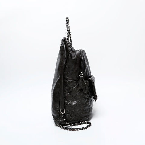CHANEL 21st Series 2015-2016 Leather Chain Matelasse Backpack Â· Daypack gray WS20893