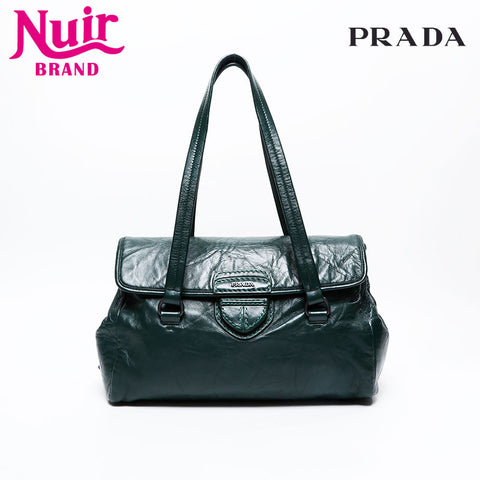 PRADA leather logo Shoulder Bag green WS20895