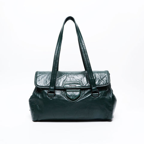 PRADA leather logo Shoulder Bag green WS20895