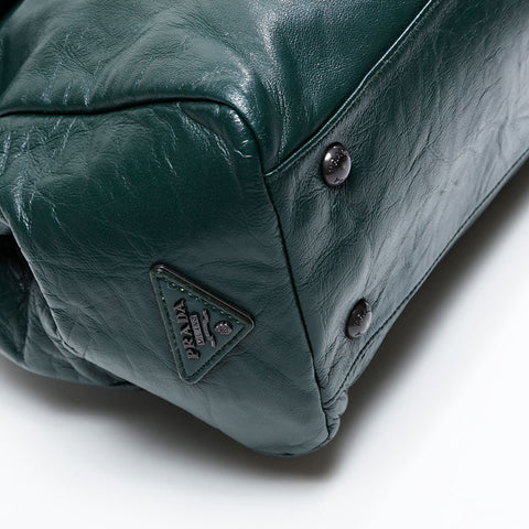 PRADA leather logo Shoulder Bag green WS20895