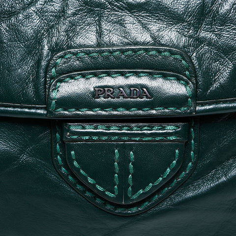 PRADA leather logo Shoulder Bag green WS20895