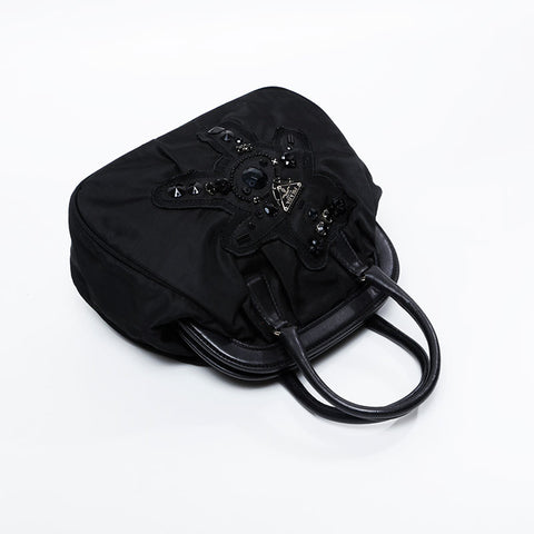 PRADA Nylon Bear Bijou Handbag black WS20896