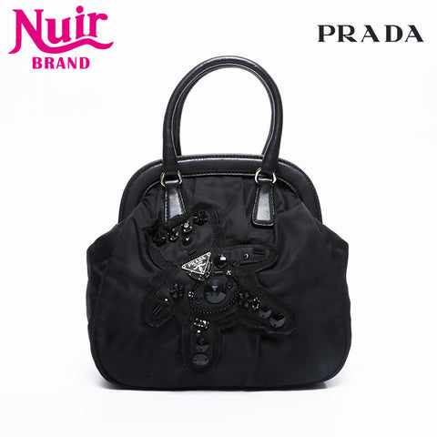 PRADA Nylon Bear Bijou Handbag black WS20896