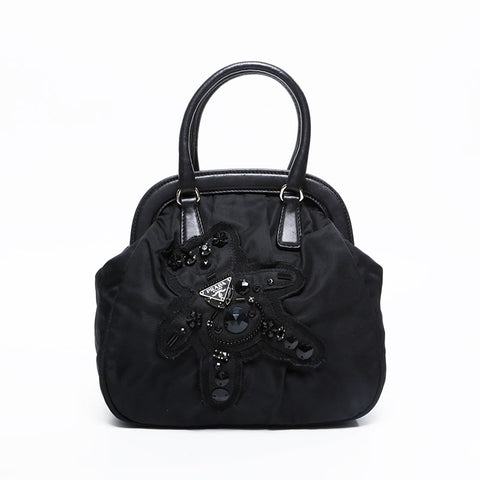PRADA Nylon Bear Bijou Handbag black WS20896