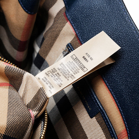 BURBERRY Leather 2way Tote Bag Navy WS20897