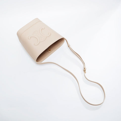 CELINE Leather Cuir Triomphe Shoulder Bag beige WS20900