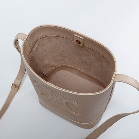 CELINE Leather Cuir Triomphe Shoulder Bag beige WS20900