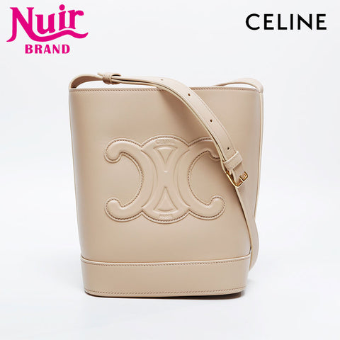 CELINE Leather Cuir Triomphe Shoulder Bag beige WS20900