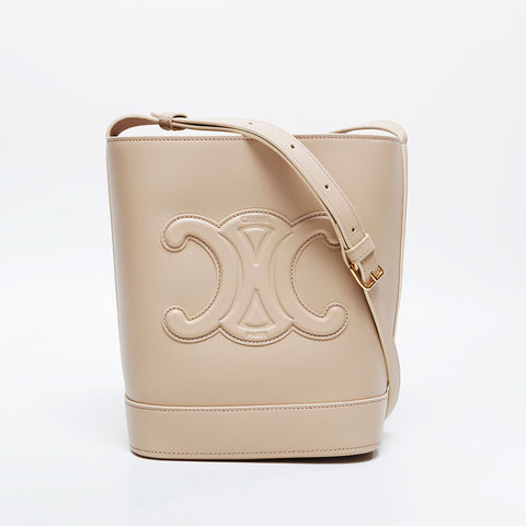 CELINE Leather Cuir Triomphe Shoulder Bag beige WS20900