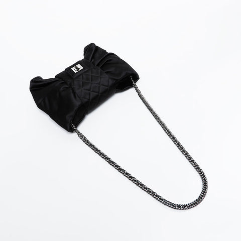 CHANEL No. 12 2008-2009 Satin Ribbon Shoulder Bag black WS20901