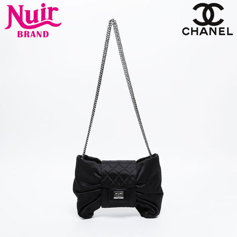 CHANEL No. 12 2008-2009 Satin Ribbon Shoulder Bag black WS20901