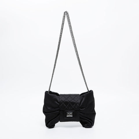CHANEL No. 12 2008-2009 Satin Ribbon Shoulder Bag black WS20901