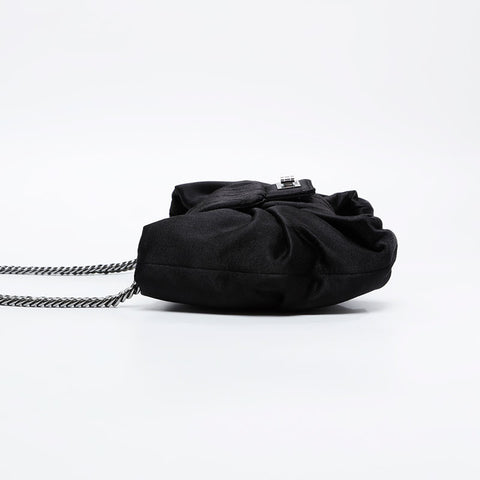 CHANEL No. 12 2008-2009 Satin Ribbon Shoulder Bag black WS20901