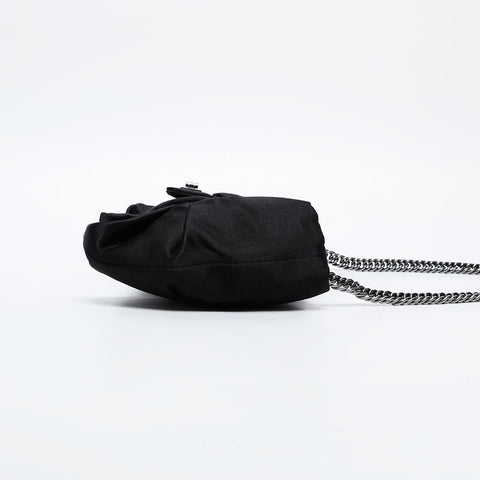 CHANEL No. 12 2008-2009 Satin Ribbon Shoulder Bag black WS20901