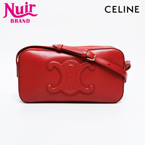 CELINE Leather Cuir Triomphe Shoulder Bag Red WS20902