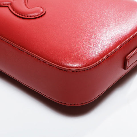 CELINE Leather Cuir Triomphe Shoulder Bag Red WS20902