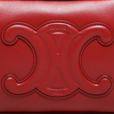 CELINE Leather Cuir Triomphe Shoulder Bag Red WS20902