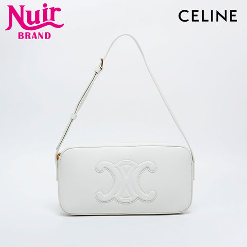 CELINE Leather Cuir Triomphe Shoulder Bag white WS20903