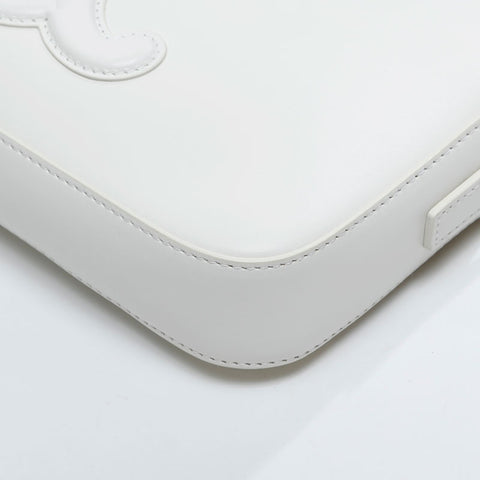 CELINE Leather Cuir Triomphe Shoulder Bag white WS20903