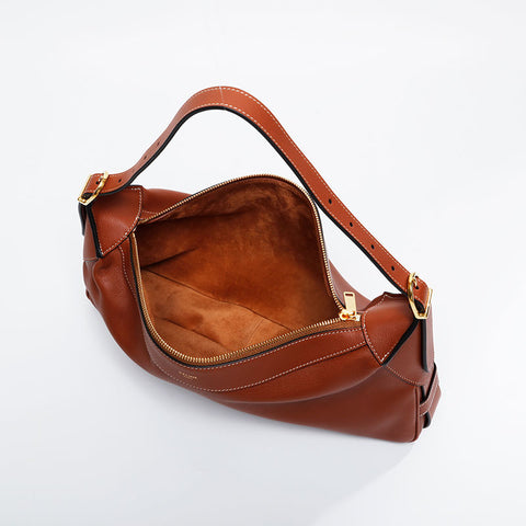 CELINE Leather Romy Shoulder Bag Brown WS20906