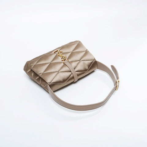YVES SAINT LAURENT Satin Le 57 quilting Shoulder Bag gold WS20908