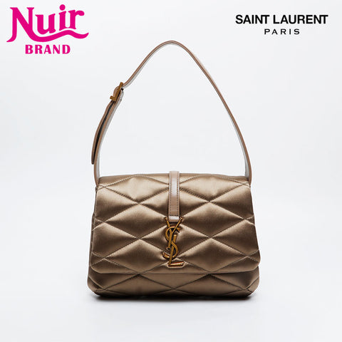 YVES SAINT LAURENT Satin Le 57 quilting Shoulder Bag gold WS20908