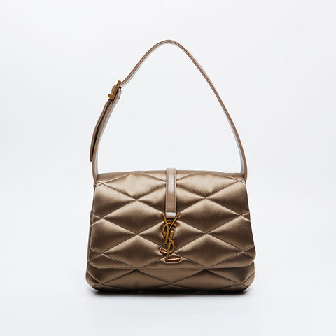 YVES SAINT LAURENT Satin Le 57 quilting Shoulder Bag gold WS20908