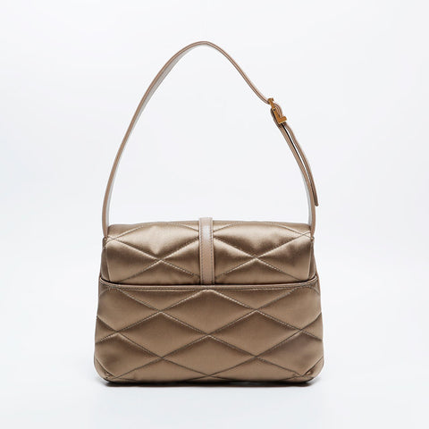 YVES SAINT LAURENT Satin Le 57 quilting Shoulder Bag gold WS20908