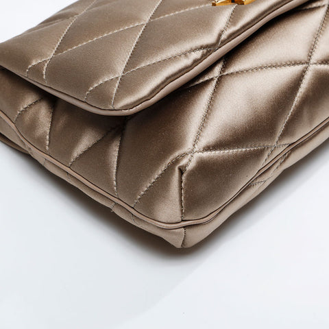 YVES SAINT LAURENT Satin Le 57 quilting Shoulder Bag gold WS20908
