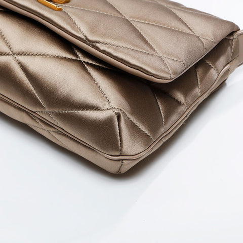 YVES SAINT LAURENT Satin Le 57 quilting Shoulder Bag gold WS20908