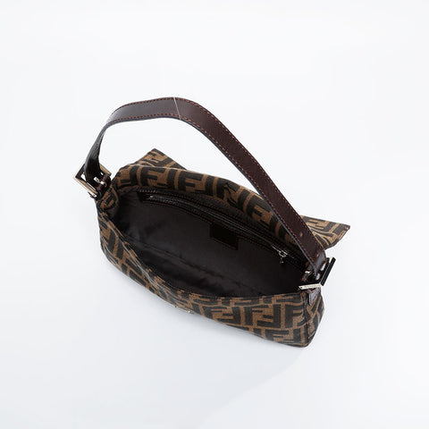 FENDI Zucca Canvas Mamma Bucket Shoulder Bag Brown WS20909