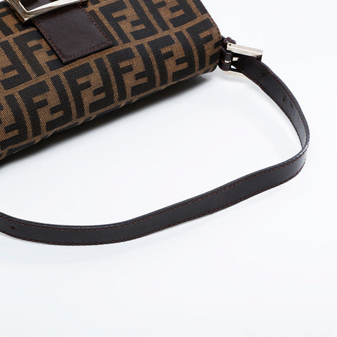 FENDI Zucca Canvas Mamma Bucket Shoulder Bag Brown WS20909