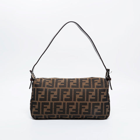 FENDI Zucca Canvas Mamma Bucket Shoulder Bag Brown WS20909