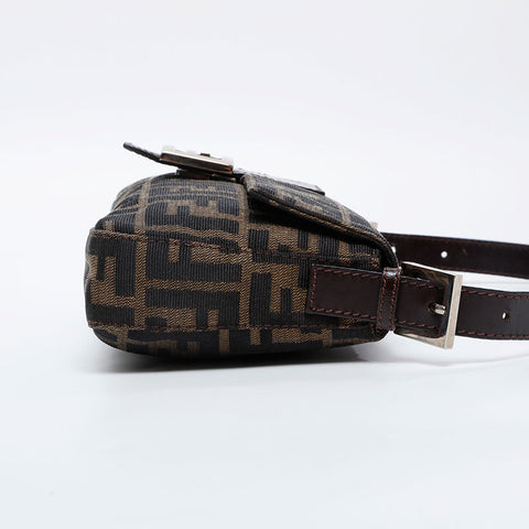 FENDI Zucca Canvas Mamma Bucket Shoulder Bag Brown WS20909