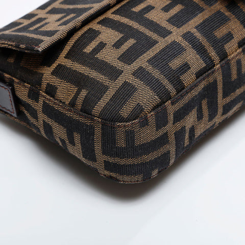 FENDI Zucca Canvas Mamma Bucket Shoulder Bag Brown WS20909