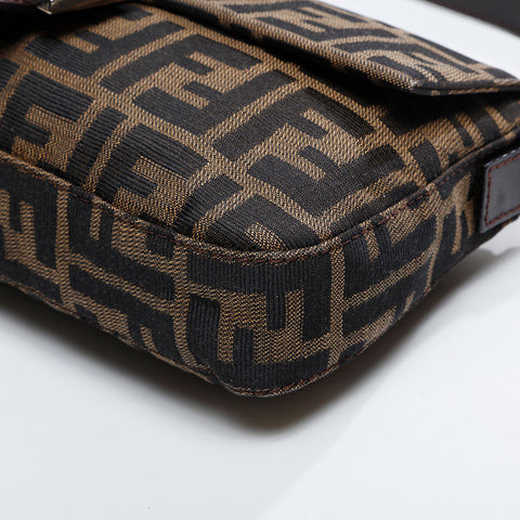 FENDI Zucca Canvas Mamma Bucket Shoulder Bag Brown WS20909