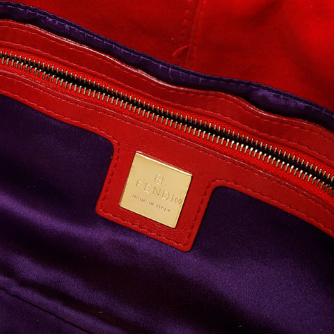 FENDI Suede manma bucket Shoulder Bag Red WS20910