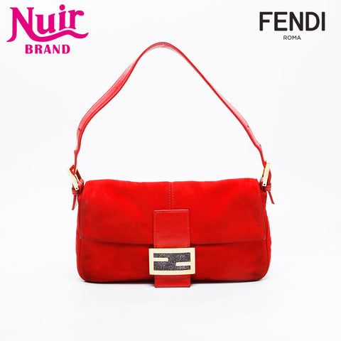 FENDI Suede manma bucket Shoulder Bag Red WS20910