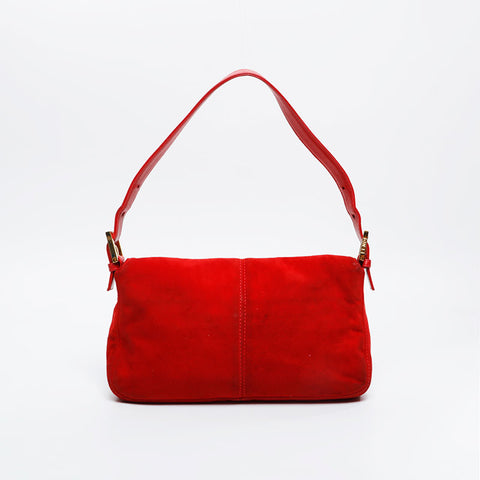FENDI Suede manma bucket Shoulder Bag Red WS20910