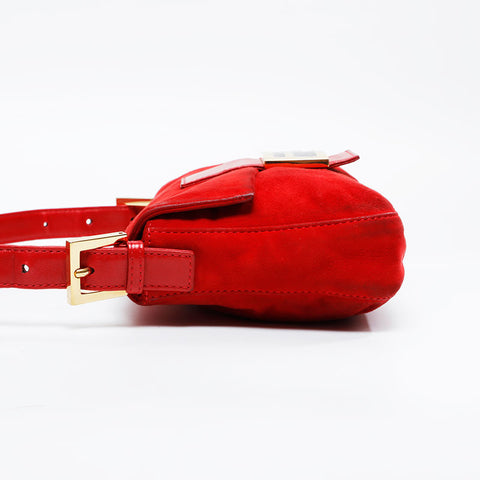FENDI Suede manma bucket Shoulder Bag Red WS20910